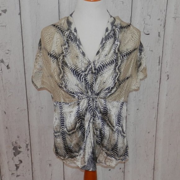 Anne Klein Size 14 Snake Print 100% Silk Shirt Top - Picture 1 of 8